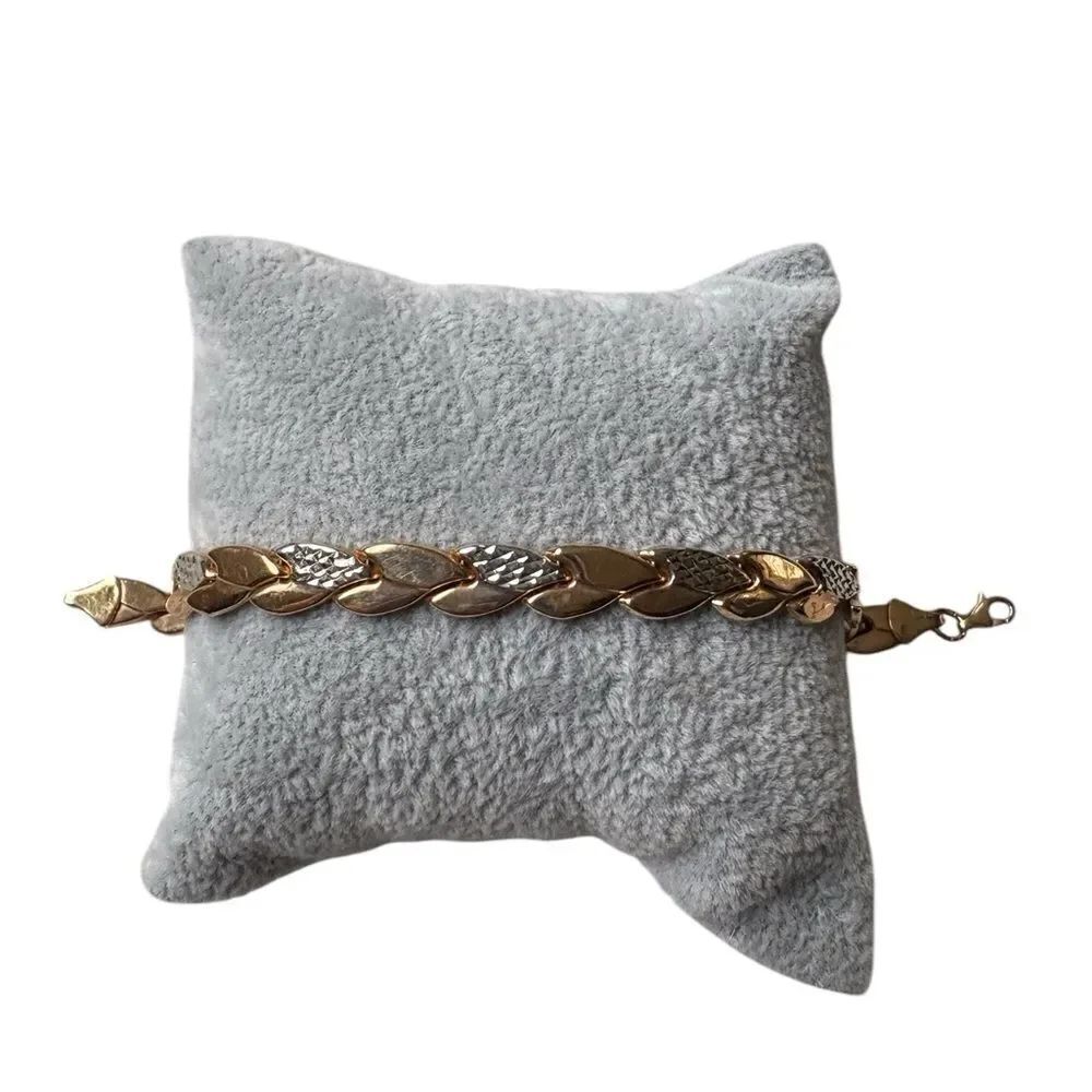 Rose Gold and Silver Leaf Bracelet, Like New, Authentic
